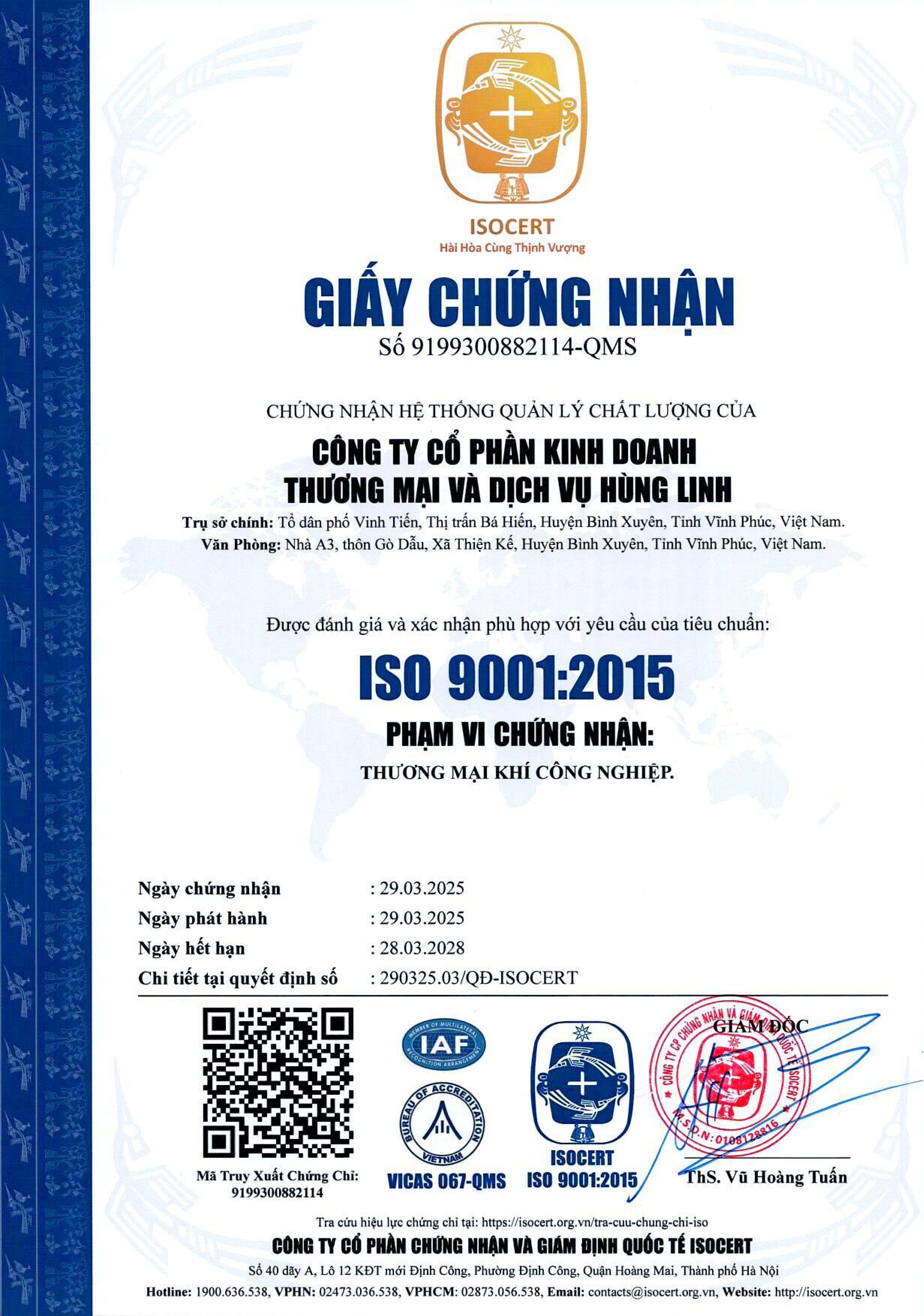 Giấy chứng nhận ISO 9001